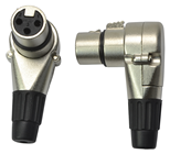 XLR Connector Female Right Angle Style - Strong Cable Grip, Metal Body